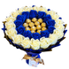 Prezent na 30 Urodziny, Imeniny, Ślub, Rocznicę Ślubu. Słodki bukiet Ferrero Rocher i r&oacute;że granatowe i białe.