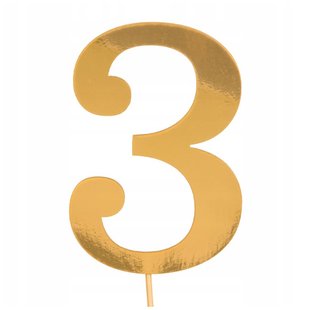 Цифра « 3 » золото, топпер для букета, украшение для торта, День рождения, Именины Cyfra « 3 » złoto фото