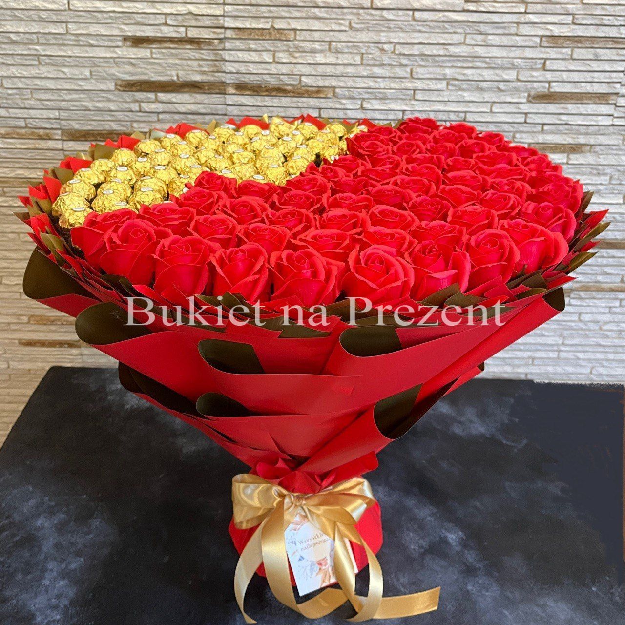 Ferrero Rocher Roz Prezent na 60 Urodziny, Imeniny, Ślub, Wesele. DUŻY MEGA BUKIET ze ...