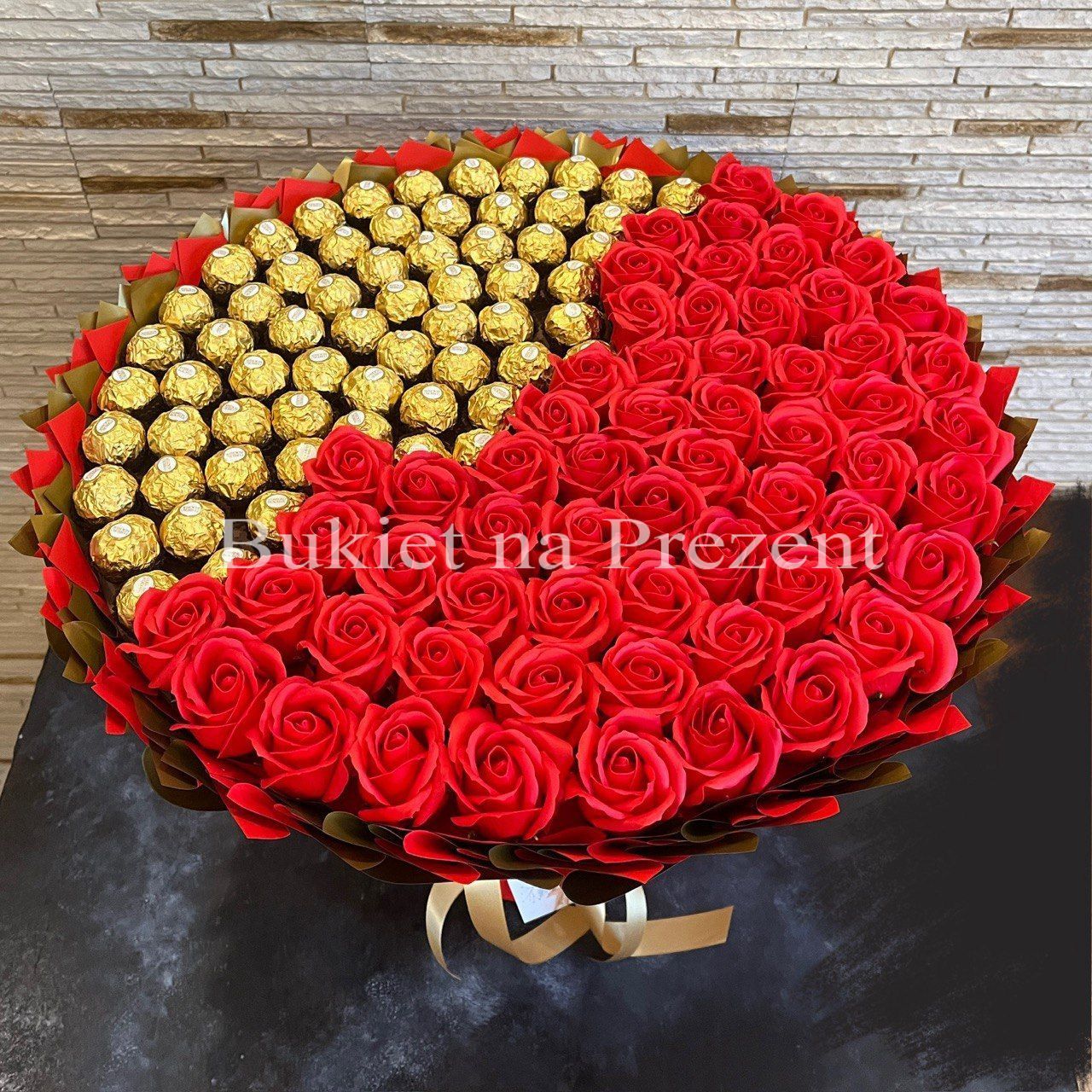 Ferrero Rocher Roz Prezent na 60 Urodziny, Imeniny, Ślub, Wesele. DUŻY MEGA BUKIET ze ...