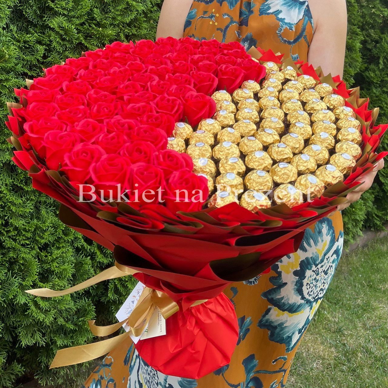 Ferrero Rocher Roz Prezent na 60 Urodziny, Imeniny, Ślub, Wesele. DUŻY MEGA BUKIET ze ...