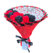 Słodki jadalny bukiet czerwony i czarny z cukierkami Raffaello i 11 mydlanych r&oacute;ż (średnica 30 cm)