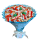 Słodki bukiet niebieski na urodziny ze slodyczy Kinder. Prezent Komunia (średnica 30 cm)