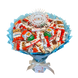 Słodki bukiet niebieski na urodziny ze slodyczy Kinder. Prezent Komunia (średnica 30 cm)