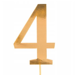 Цифра « 4 » золото, топпер для букета, украшение для торта, День рождения, Именины Cyfra « 4 » złoto фото
