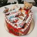 Торт в форме сердца из конфет Kinder с плюшевым медведем ss016 Kinder Serce Miś фото 3