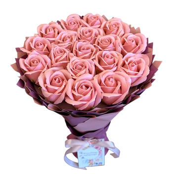 Букет на презент из мыльных роз (18 шт) Подарок на 18 лет bg003 (30+36) R&oacute;ża Puder=Dark Pink фото